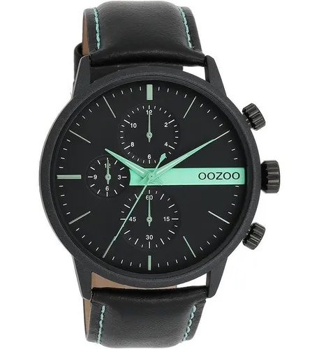 OOZOO Quarzuhr C11229 - Elegante Herrenuhr mit Lederarmband - Armbanduhren mit stilvollem Chrono-Look, spritzwassergeschützt und robust durch das Metallgehäuse. Perfekt für den modebewussten Mann.