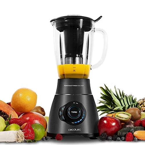 Cecotec Standmixer Power Black Titanium 2500MAX - 2500 W, 1,8L Glaskanne mit Edelstahloberfläche, 3 Programme für perfekte Smoothies und Eiszerkleinerung