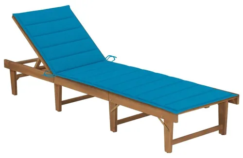 vidaXL Klappbare Sonnenliege mit Auflage aus Akazie - Gartenliegen aus massivem Akazienholz mit verstellbarer Rückenlehne für optimalen Komfort und rustikalen Charme. Ideal für entspannte Stunden im Freien.