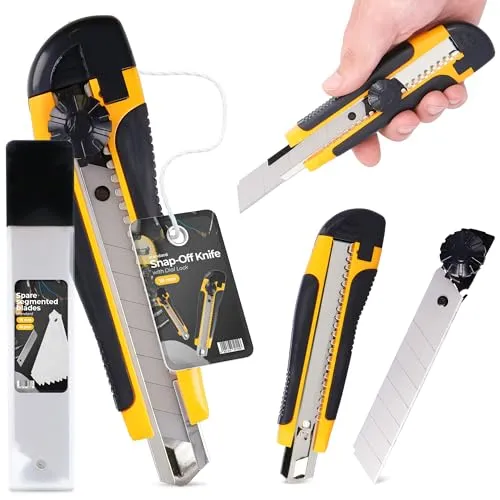 Cuttermesser 18 mm Teppichmesser Paketmesser Kartonmesser Cutter Metallmesser Folienmesser Universalmesser Abbrechmesser 11x Ersatzklingen Abbrechklingen