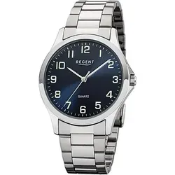 Regent Quarzuhr - Elegante Herrenuhr mit silbernem Armband, ideal für jeden Anlass und mit präziser Quarz-Technologie.