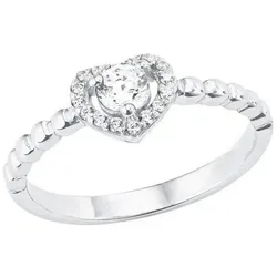 Amor Ring 925 Sterling Silber Damenring mit Zirkonia, Herzdesign - Eleganter Damenring aus 925 Sterling Silber, mit funkelnden Zirkonia im Herzdesign. Ideal für Verlobungen oder als besonderes Geschenk, kommt in einer stilvollen Schmuck Geschenkbox.