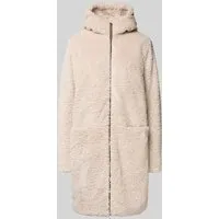 camel active Mantel aus Teddyfell mit Kapuze und Zweiwege-Reißverschluss in Offwhite, Größe 34