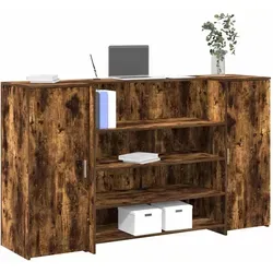 vidaXL Empfangstheke Räuchereiche 180x50x103,5 cm - TV-Halterungen: Vielseitige Empfangstheke aus Holzwerkstoff mit reichlich Stauraum und diskretem Design, ideal für Büros, Hotellobbys und Kliniken.