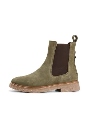 camel active Damen Chelsea Boot aus Veloursleder Dunkelgrün - Wanderschuhe mit robustem Veloursleder, seitlichem Zipper für einfachen Einstieg und profilierter Laufsohle für optimalen Halt bei Outdoor-Aktivitäten.