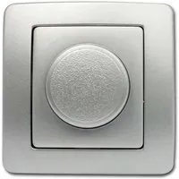 TEM EKONOMIK LED Dimmer silber 250V 10A UP - Eleganter DREH-WECHSEL Dimmer für LEDs bis 100W in silber. Mit schraublosen Kontakten für schnelle Installation. Ideal für trockene Innenräume, harmoniert perfekt mit jedem Wohnstil.