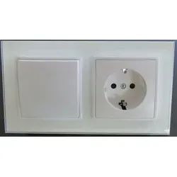 Abelka Nuovo Wechsel Schalter mit Schuko Dose 7899 - Wandsteckdose mit Wechsel Schalter und elegantem Glasdesign, ideal für Längs- und Quer Montage – vereint Funktionalität und Stil.