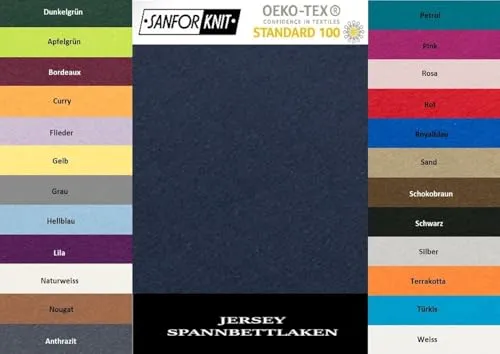 EXKLUSIV HEIMTEXTIL Jersey Spannbettlaken 200 x 220 cm - Spannbetttuch aus 100% Baumwolle, Öko-Tex zertifiziert und ideal für Matratzen bis 35 cm Höhe. Atmungsaktiv und pflegeleicht, sorgt für perfekten Schlafkomfort.