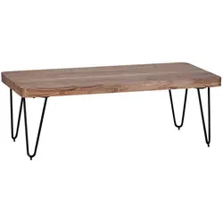 Mid.you Couchtisch aus Akazie, massiv und modern - Edler Couchtisch aus massivem Akazienholz mit stabilen Haarnadelbeinen aus Eisen. Ideal für gemütliche Abende und stilvolle Akzente im Wohnzimmer.