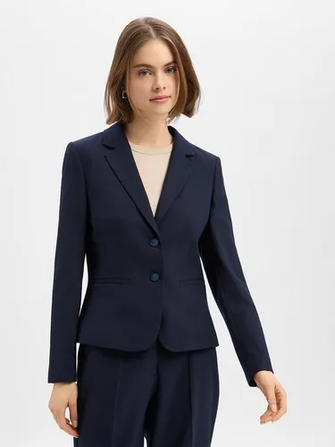 MORE&MORE Strukturierter Kurzblazer in Blau, Größe 38 - Eleganter Jackenblazer für den Business-Look, taillierte Passform und Reverskragen, ideal für stilvolle Auftritte im Büro.