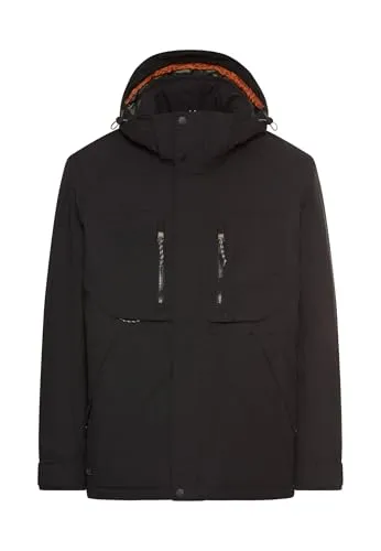 camel active Herren teXXXactive® Jacke mit Abnehmbarer Kapuze Schwarz - Funktionsjacke mit abnehmbarer Kapuze und reflektierenden Details, wind- und wasserdicht dank teXXXactive-Technologie – perfekt für aktive Männer.
