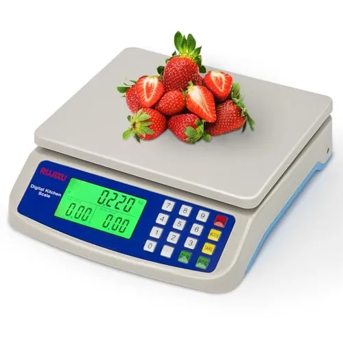 Digitale Küchenwaage bis 30kg - Präzise Obstwaage mit LCD Display und Tara Funktion - Digitale Küchenwaage bis 30kg mit 4 hochpräzisen Sensoren für exakte Portionskontrolle. Ideal für Kochen und Backen, einfache Reinigung und vielseitige Nutzung durch Tara- und PCS-Funktion.
