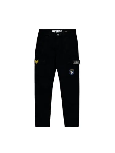 Alpha Industries Herren Baumwollhose schwarz, 30 790450-0003-00300 - Herren-Stoffhosen mit schmaler Passform und einzigartigen gestickten Aufnähern, ideal für stilvolle Freizeit-Outfits.