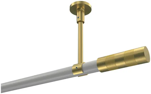 INTERDECO Gardinenstange Sonette Mavell, Ø 20 mm, 1-läufig, Fixmaß, kürzbar, Deckenmontage, Metall, Weiß / Messing-Optik / Bicolor