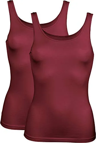 Erwin Müller Damen-Unterhemd 2er-Pack Modal Bordeaux Größe 46