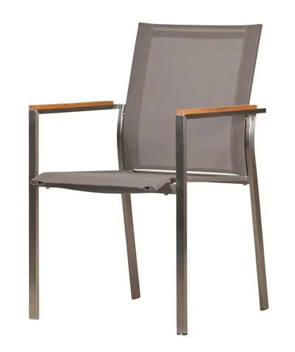 Kai Wiechmann Teak Edelstahl Gartenstuhl - Stapelbarer Edelstahl Gartenstuhl mit Teak-Applikationen, witterungsresistent und komfortabel - ideal für moderne Gärten.