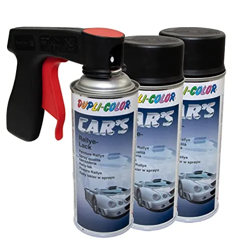 Lackspray Spraydose Sprühlack Cars Dupli Color 652240 schwarz seidenmatt 3 X 400 ml mit Pistolengriff