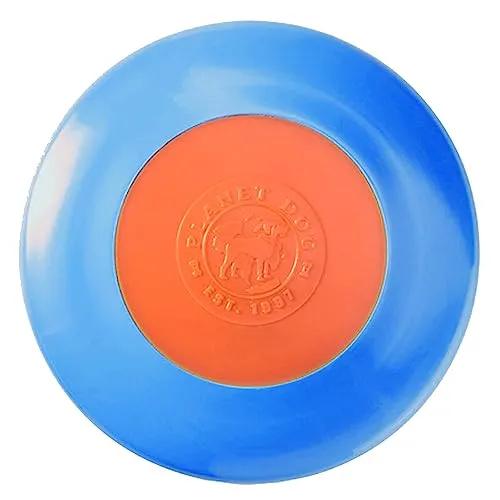 Planet Dog Orbee-Tuff Zoom Flyer - Apportierspielzeug für Hunde - Frisbee - Blau & Orange, L