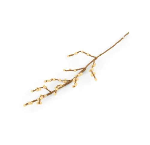 Gry & Sif Handgemacht & Fairtrade-Zertifiziert Stilvolles dänisches Design x Napali Kunsthandwerker | Zweige mit hellgelbe beeren aus Filz - Künstliche Blumen für Wohnzimmerdekoration | hellgelb