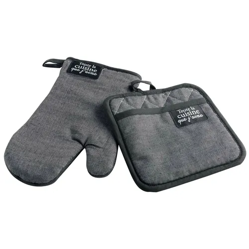 Backhandschuh & Topflappen grau Backofenhandschuh Topfhalter Kochhandschuh