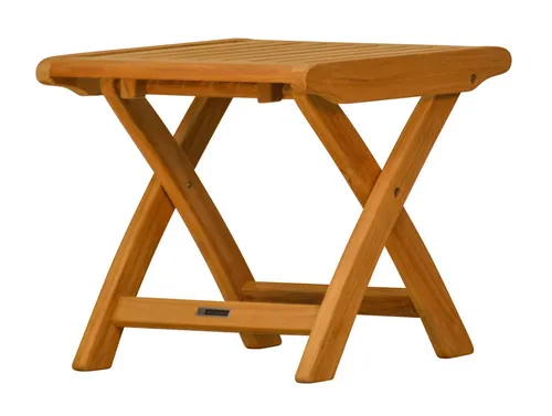 Teak Fußhocker Pisa – Klappbar & Wetterresistent - Klassischer Fußhocker aus hochwertigem Teakholz, ideal für Garten und Terrasse. Klappbar und pflegeleicht, bietet er Komfort und Funktionalität ohne Montageaufwand.