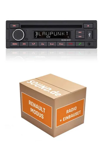 Blaupunkt Milano 200 BT Autoradio Einbaupaket für Renault Modus - Komplettset für Renault Modus (2004-2012) mit Bluetooth, USB und Lenkradinterface – einfacher Austausch ohne Schneiden oder Löten!
