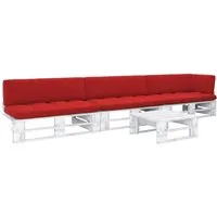 vidaXL 4-tlg. Paletten-Lounge-Set Weiß aus imprägniertem Kiefernholz - Genießen Sie entspannte Stunden im Freien mit diesem stilvollen Lounge-Set aus imprägniertem Kiefernholz. Ideal für Garten oder Terrasse, kombiniert es rustikalen Charme mit hohem Komfort dank der mitgelieferten Kissen.