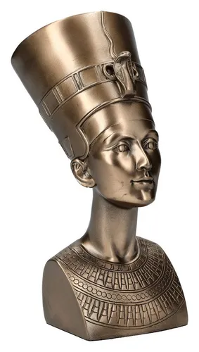 Ägyptische Königin Nofretete Büste, 18.5 cm Höhe - Büsten - Edle Figur mit bronziertem Finish, inspiriert vom Jugendstil, ideal für Sammler und Kulturinteressierte.