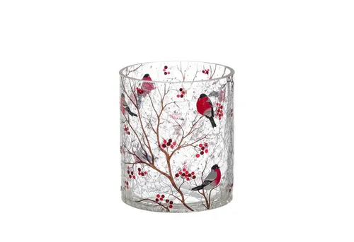 MARELIDA Windlicht Teelichthalter GIMPEL Teelichtglas Bruchglasoptik H: 13cm D: 11,5cm