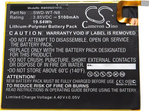 vhbw Akku kompatibel mit Samsung Galaxy Tab A 8.0 (2019) Tablet Pad (5100 mAh, 3,85 V, Li-Polymer)