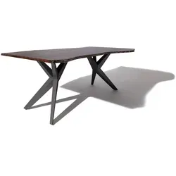 Massivmoebel24 Baumkantentisch FREEFORM - Einzigartiger Esstisch aus massivem Akazienholz mit asymmetrischer Baumkante, 220x100 cm, ideal für moderne Wohnräume. Jeder Tisch ist ein Unikat und sorgt für Individualität in Ihrem Zuhause.