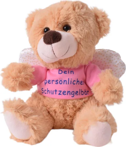 Kuscheltier Schutzengel Kinder Plüsch Engel - braun/weiß, weicher Begleiter für kleine Schützlinge, ideal als Geschenk