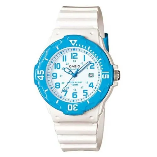 Casio Damenuhr LRW-200H-2BVDF, Weiß/Babyblau - Stylische Armbanduhr für Damen, wasserfest bis 100m und ideal für aktive Freizeitgestaltung.