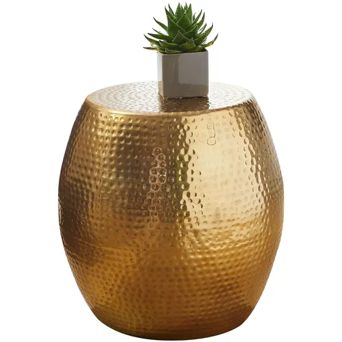 Wohnling Beistelltisch WL5.468, gold, rund 42 x 42 cm - Ablagetisch im orientalischen Design, gefertigt aus hochwertigem Aluminium mit Hammerschlag-Strukturen. Ideal für Dekoration und Blumen, belastbar bis 15 kg.