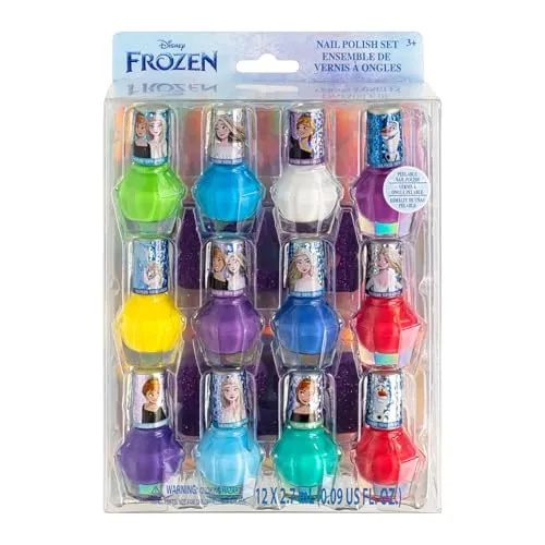 Disney Frozen Kinder Nagellack Set (12-teilig) | Ungiftig und entfernbarer Nagellack | Geburtstagsgeschenke für Mädchen ab 3 Jahren von Townley Girl