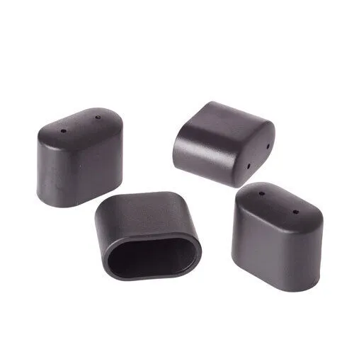 Produktbild greemotion Fußkappen für Klappsessel Toulouse grau, 4-tlg., Ersatzkappen aus hochwertigem Kunststoff, gegen Verrutschen und Verkratzen, Artikelmaße ca. 40mm x 20mm x 35mm, Schwarz