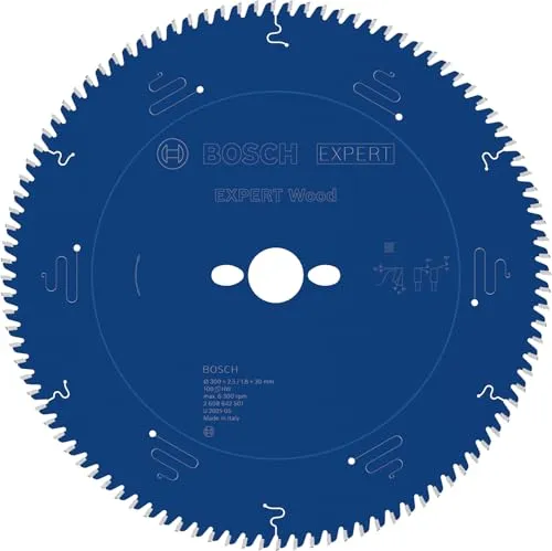 Bosch Kreissägeblatt Expert for Wood 300mm, 100 Zähne - Kreissägeblatt für universelle Anwendungen, ausgestattet mit langlebigen Microteq-Zähnen für saubere und effiziente Schnitte. Ideal für verschiedene Sägen, Durchmesser 300mm.