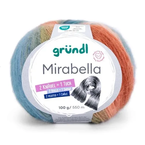 GRÜNDL WOLLE MIRABELLA 100 GRAMM FARBVERLAUF ROSTROT MOOSGRÜN PETROL NUDE NEU