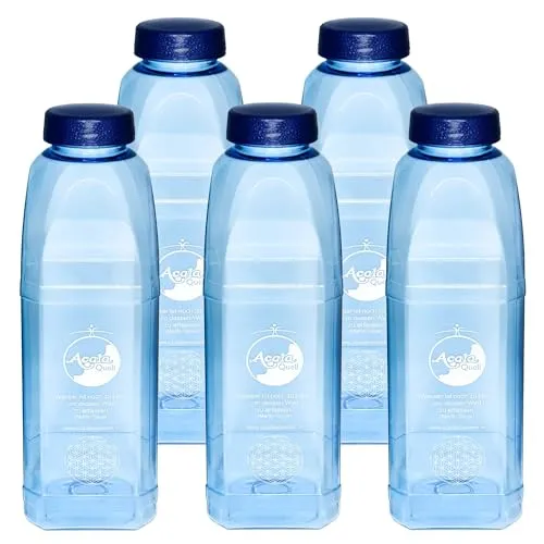 Tritan Trinkflasche 8-Kant 1,0 L Acala 5er Supersparset mit Blume des Lebens