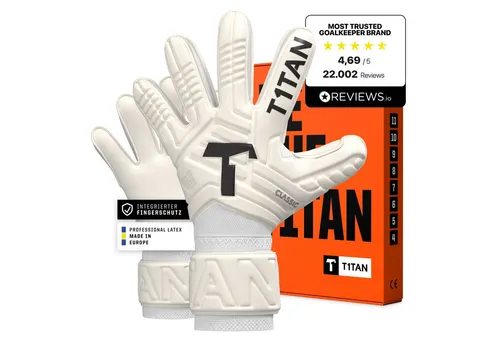 T1TAN Classic 1.0 White-Out (FP) - Torwarthandschuhe mit Fingerschutz für Torhüter - Größe 7 - Torwarthandschuhe mit flexiblem Fingerschutz für maximale Sicherheit. Der hochwertige Grip und die abriebfesten Materialien sorgen für optimale Ballkontrolle und lange Lebensdauer beim Training und Spiel.