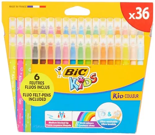 BIC Kids Filzstifte, bunt Etui de 36