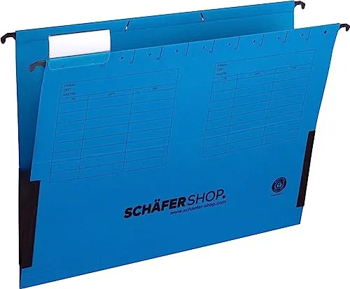 Schäfer Shop Hängetasche. DIN A4. seitliche Leinenfrösche. blau. 25 Stück