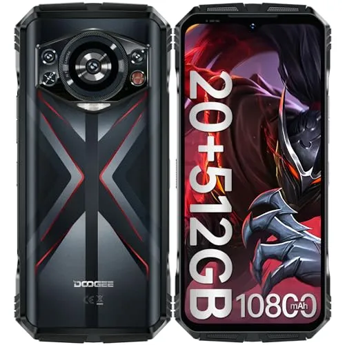 DOOGEE S118 Outdoor Smartphone Android 14 (2024), 20GB RAM+512GB ROM Outdoor Handy Ohne Vertrag, 10800mAh(33W) Baustellenhandy, 6.58”FHD+ 120Hz, 50MP+12MP Nachtsicht, G99/ IP68/ IP69K/ 4G Dual SIM/NFC
