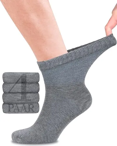 Fiera Besa Diabetikersocken für Herren mit Komfortbund ohne Gummibund, Knöchelhoch, Diabetiker Socken ohne Gummi & ohne Naht, Melange Grau, 39-42