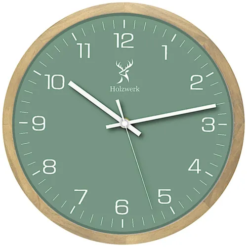 Holzwerk Wanduhr Designer Loft Holz Quarz Uhr 30 cm in grün von Holzwerk