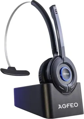 AGFEO DECT Headset IP - Drahtloses Büro-Headset - Kopfhörer für Büro und Callcenter mit Noise Cancelling und Handover-Funktion für maximale Bewegungsfreiheit im DECT IP-System.