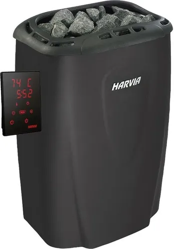 Harvia Moderna XE Elektrischer Saunaofen 4,5kW mit Xenio Steuerung - Stylischer Saunaofen mit digitaler Steuerung für schnelle Heizzeiten, ideal für Saunavolumen von 3-6m³. Alle Anschlüsse direkt an der Heizung verbunden, kein separater Raum nötig.