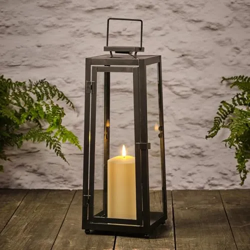 Lights4fun LED Laterne Große Porto Solar Laterne - Stilvolle solarbetriebene Laterne für den Außenbereich, schafft eine gemütliche Atmosphäre und ist einfach zu platzieren.