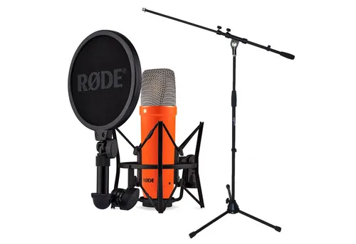 RØDE Mikrofon Rode Mikrofon NT1 Signature Orange mit Mikrofonständer (20 Hz - 20 kHz), Vorteils-Set mit Mikrofonständer