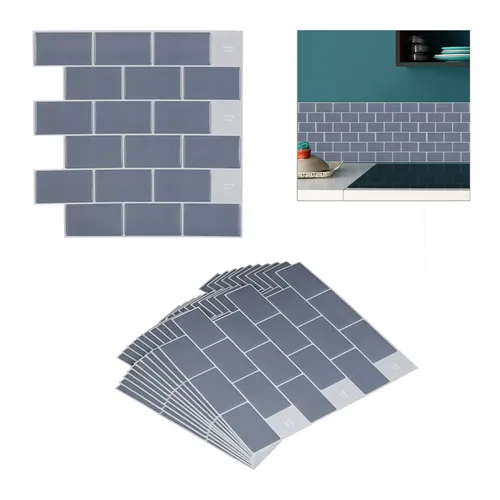 Fliesenaufkleber Metrofliese Subway 3D Folie von Relaxdays